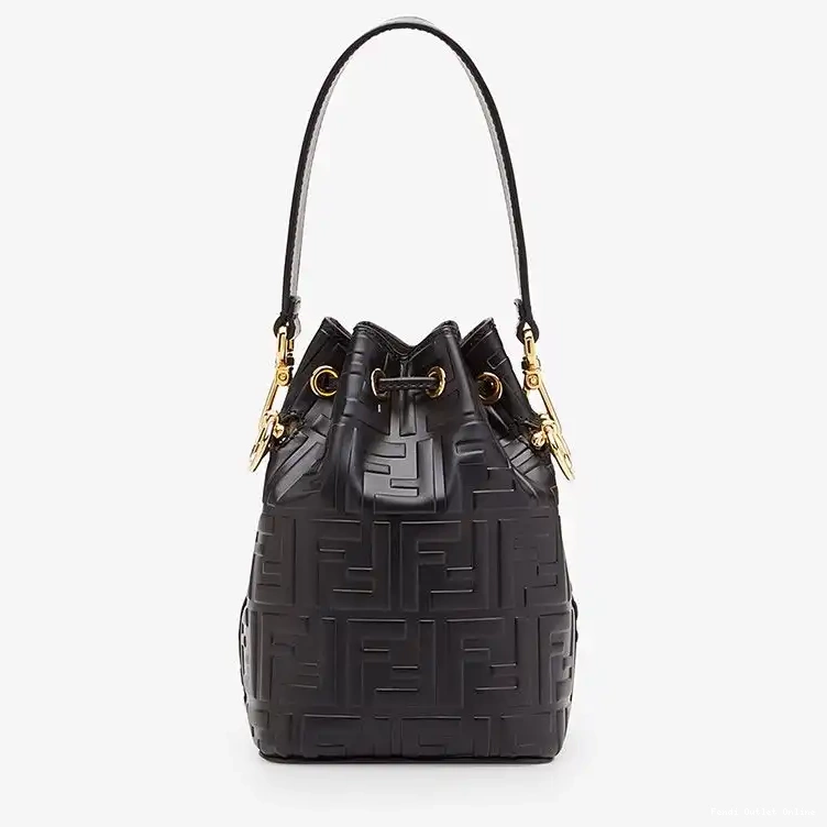 Cheap Calf Bucket Motif Mon FF Leather In Fendi Black Bag Tresor Mini 0628